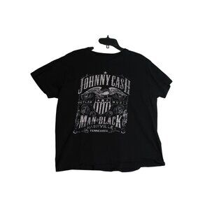 Johnny Cash Man in Black Short Sleeve USA Eagle Shirt Mens Large
